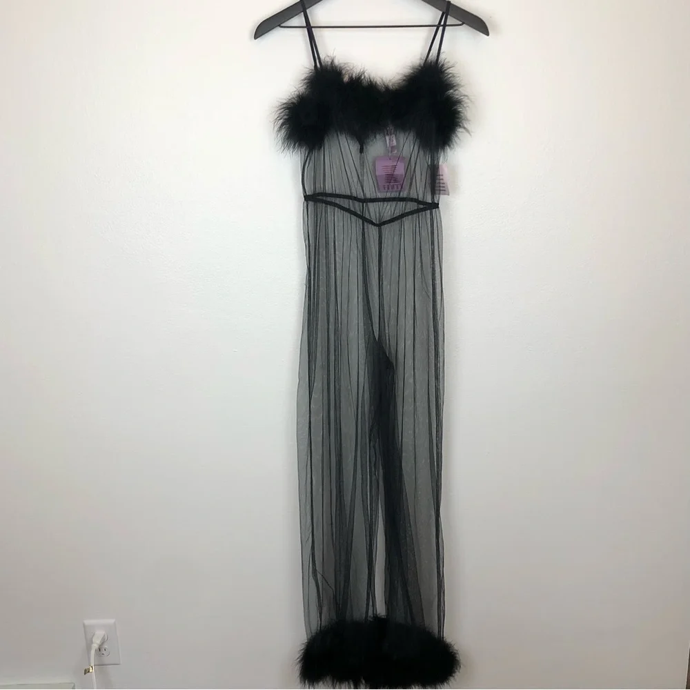 Savage x Fenty Sheer Marabou Jumpsuit
